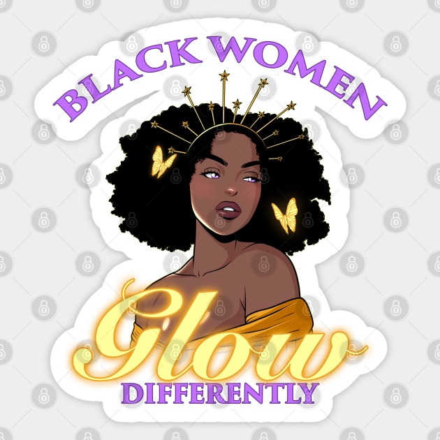 Black Women Glow Differently Sticker by liomal